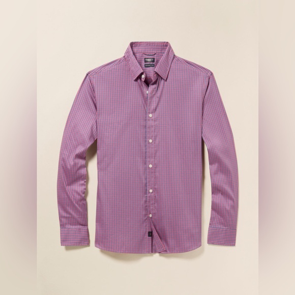 Faherty The Movement Shirt in Blue Rose Gingham Size Medium Button Down Casual